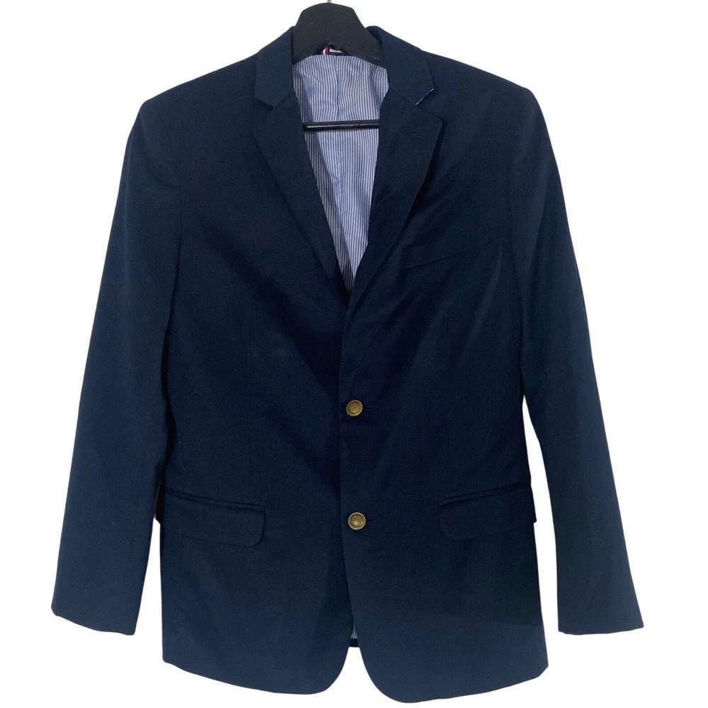 Tommy Hilfiger Blazer Boys 16 Navy Blue Excellent Gold Crest Buttons T821091